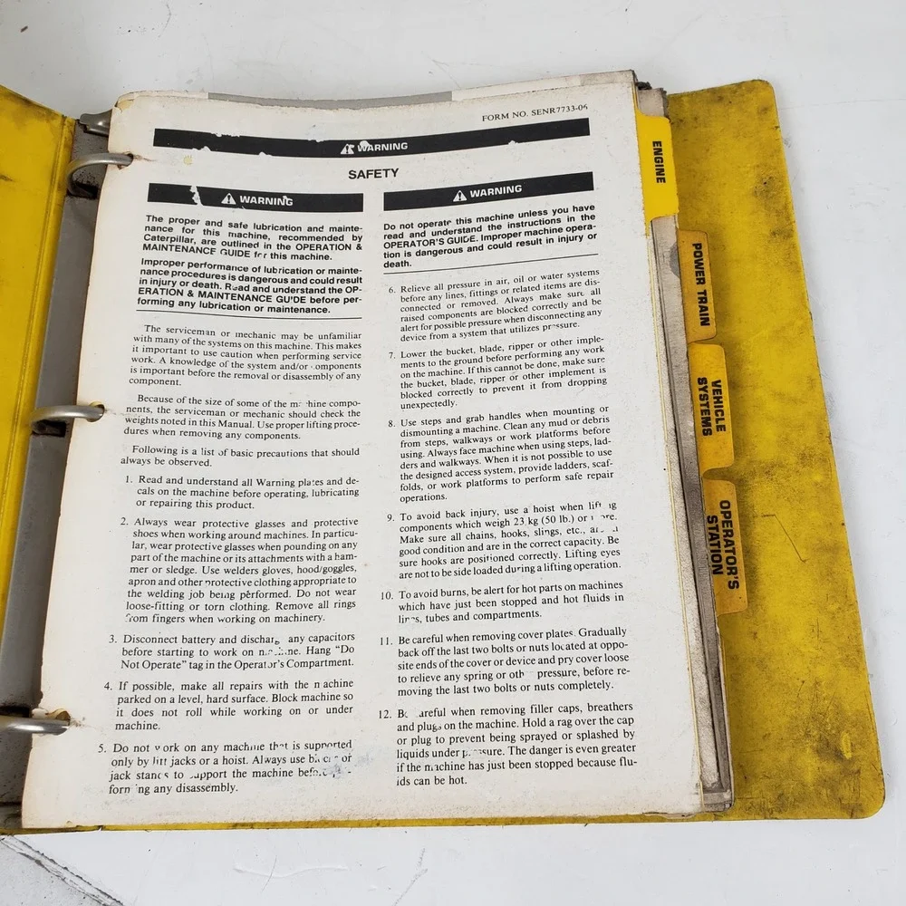 Caterpillar D4E Tractor Service Manual 3304 Engine Operation Maintenance Binder